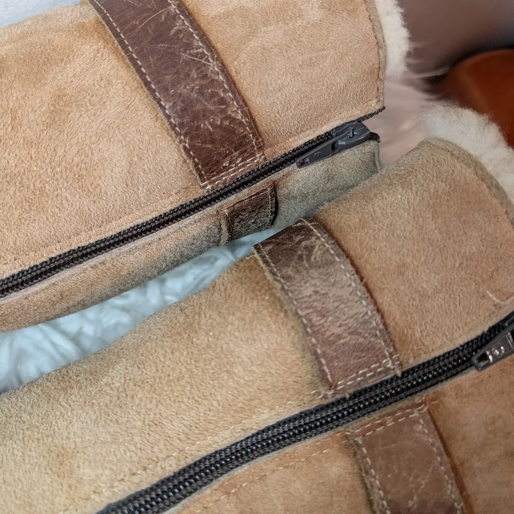 Vintage Sheepskin Shearling Leather Suede Boots - Maxine Canada